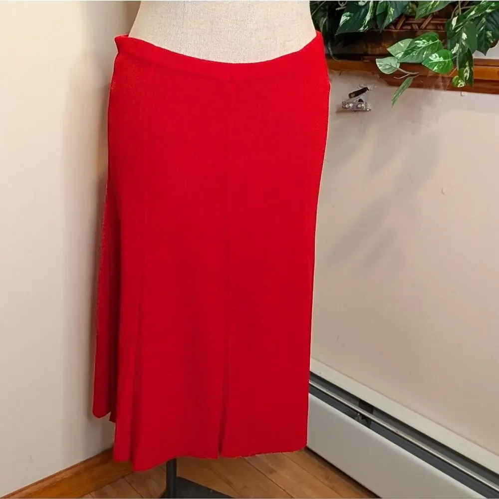 Vintage Red Pleated Sweater Skirt Size Large
